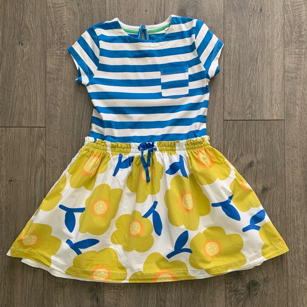 Mini Boden Girl's Dress Floral Blue White Stripe Sz
8-9 Y